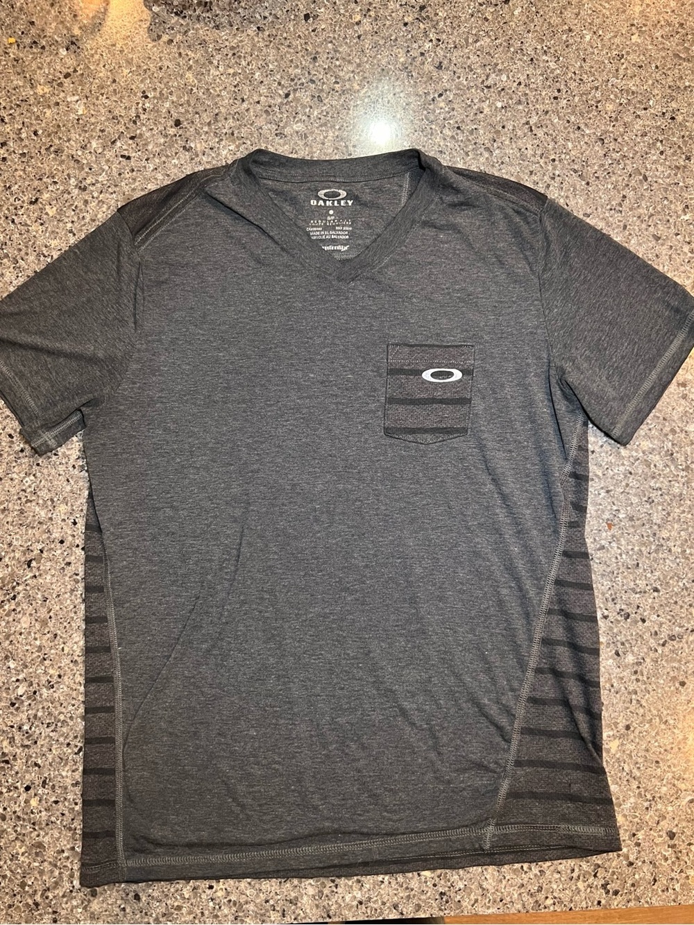 Oakley Men's Charcoal Gray V-Neck Short Sleeve Pocket Tee